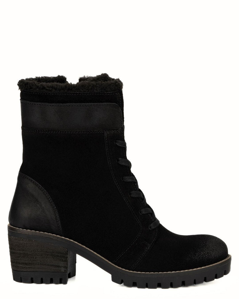 Vintage Foundry Co Women's Olga Chain Ankle Boot - Chunky Heel Combat Boot With Silver Chain Detail